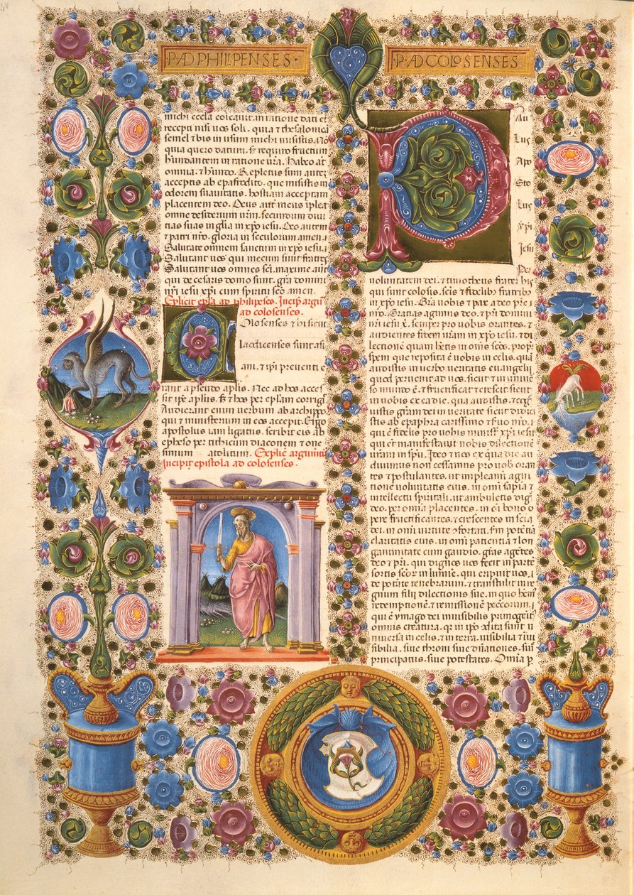 Fol.204v رسالة من القديس بولس إلى أهل كولوسي ، من الكتاب المقدس بورسو ديست. المجلد 2 (ورق) بواسطة المدرسة الايطالية