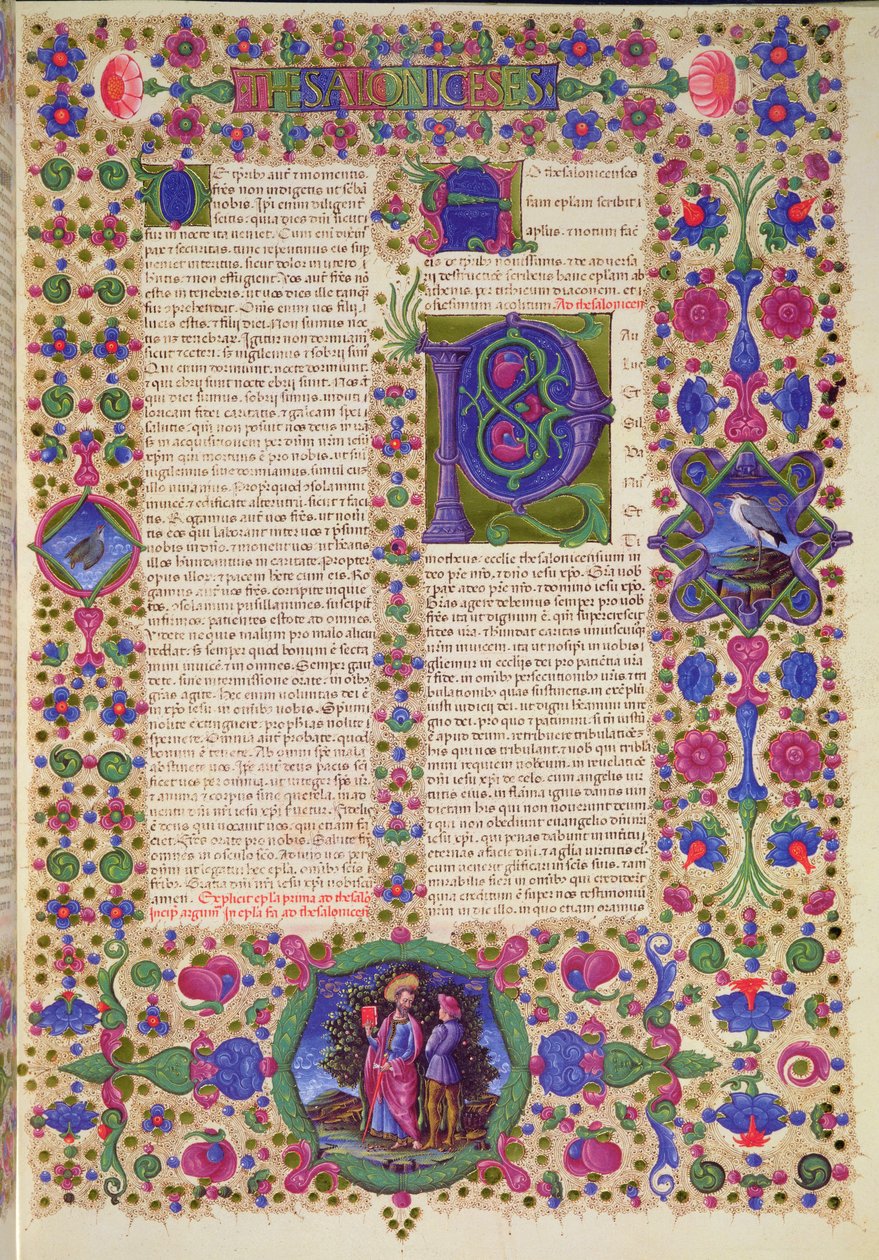 Fol.207 و الرسالة الثانية من القديس بولس إلى أهل تسالونيكي ، من الكتاب المقدس بورسو ديست. المجلد 2 (ورق) بواسطة المدرسة الايطالية