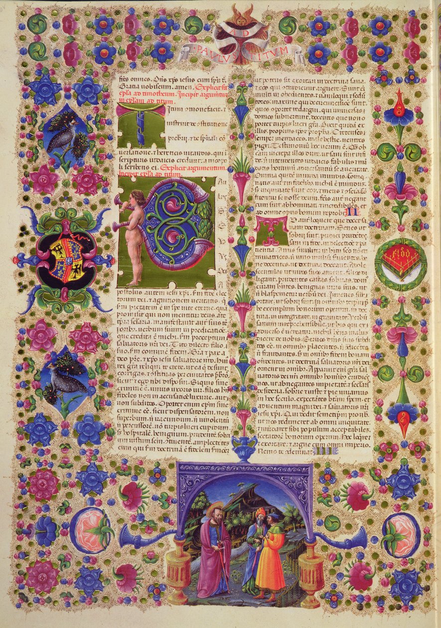Fol.210v رسالة من القديس بولس إلى تيطس ، من الكتاب المقدس بورسو ديست. المجلد 2 (ورق) بواسطة المدرسة الايطالية