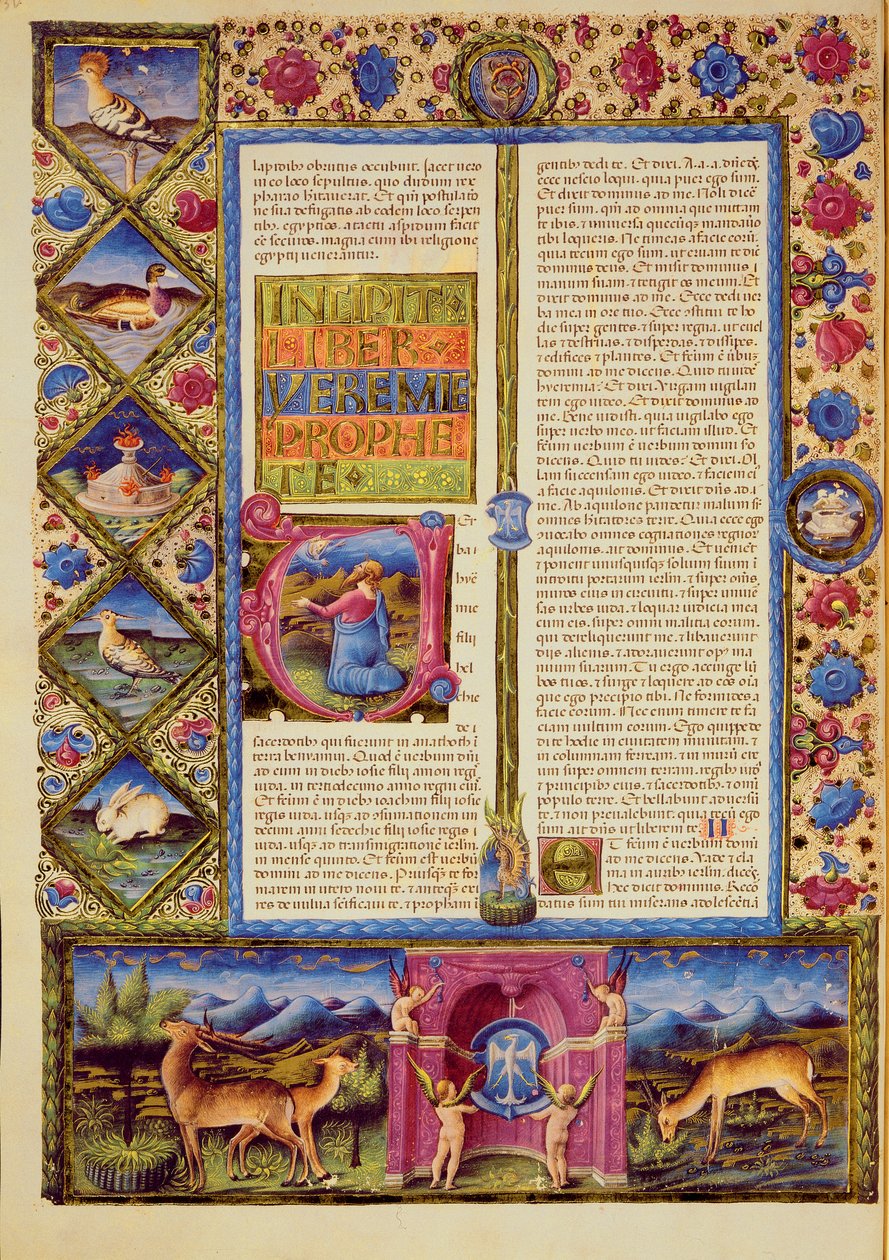 Fol.25v افتتاح كتاب إرميا ، من الكتاب المقدس بورسو ديست. المجلد 2 (ورق) بواسطة المدرسة الايطالية