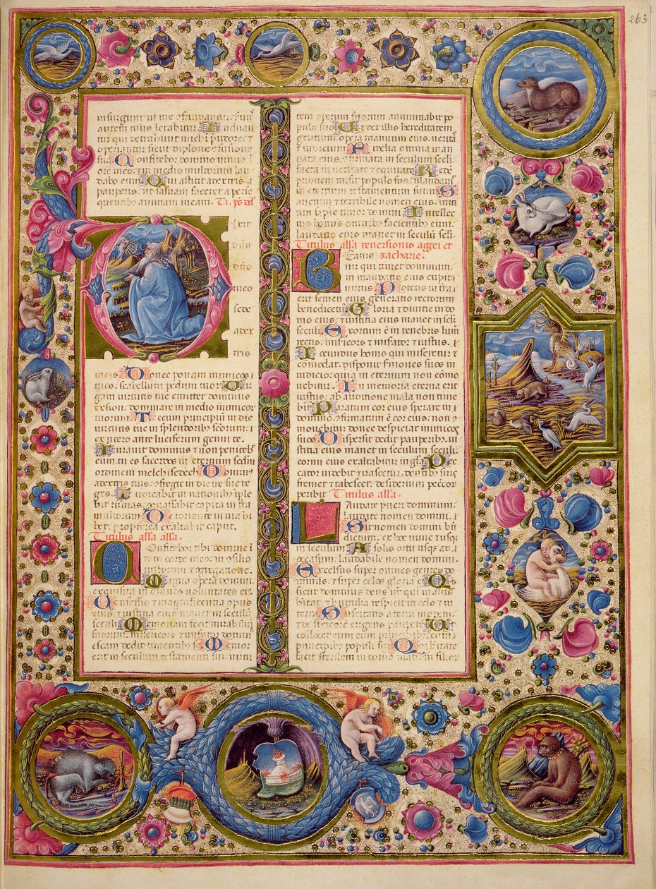 Fol.263r كتاب زكريا ، من الكتاب المقدس بورسو ديست. المجلد 1 (ورق) بواسطة المدرسة الايطالية