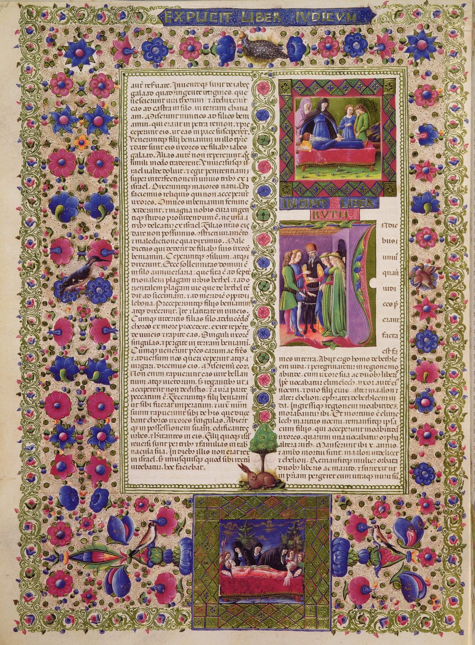 Fol.280r افتتاح كتاب راعوث ، من الكتاب المقدس بورسو ديست. المجلد 1 (ورق) بواسطة المدرسة الايطالية