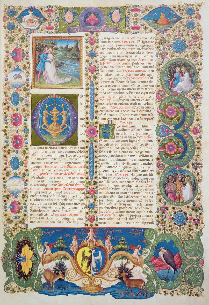 Fol.284r نشيد الأنشاد ، من الكتاب المقدس بورسو ديست. المجلد 1 (ورق) بواسطة المدرسة الايطالية