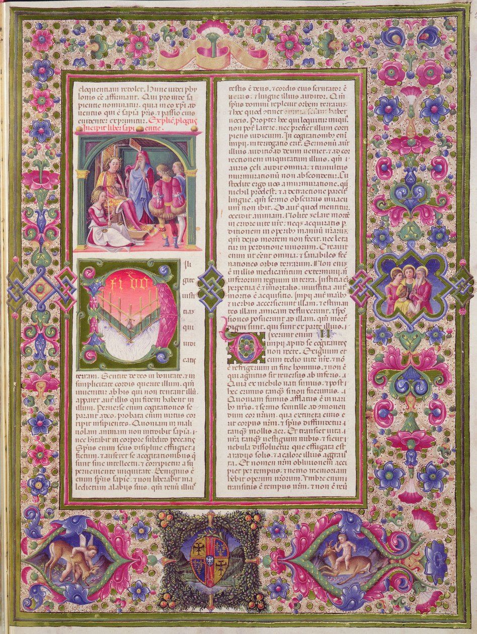 Fol.286r افتتاح على كتاب الحكمة ، من الكتاب المقدس بورسو ديست. المجلد 1 (ورق) بواسطة المدرسة الايطالية