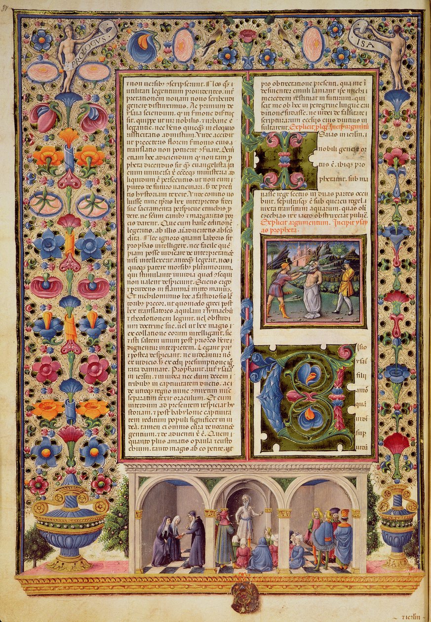 Fol.3v مقدمة لكتاب الأنبياء (إشعياء) ، من الكتاب المقدس بورسو ديست. المجلد 2 (ورق) بواسطة المدرسة الايطالية