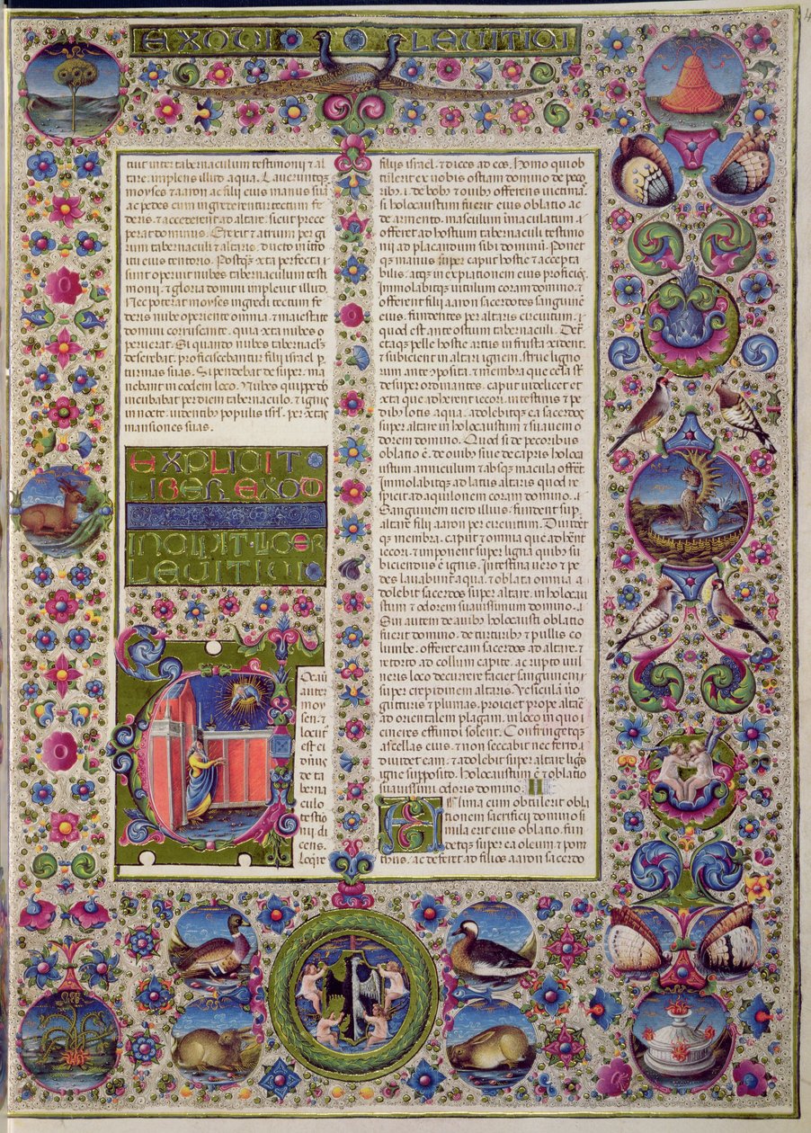Fol.44r الكلمات الافتتاحية للاويين ، من الكتاب المقدس بورسو ديست. المجلد 1 (ورق) بواسطة المدرسة الايطالية