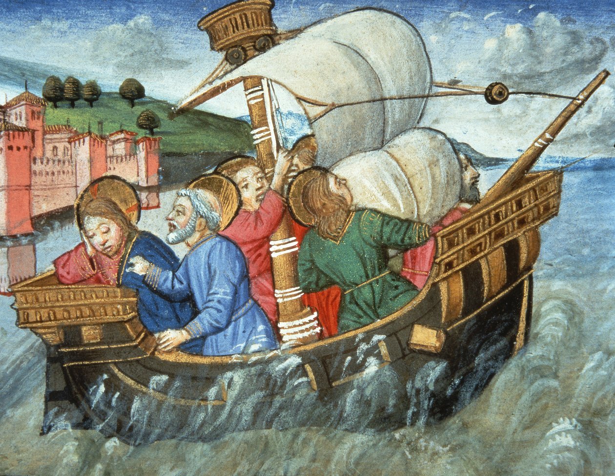 Fol.49v عاصفة في بحر طبرية (الرق) بواسطة المدرسة الايطالية