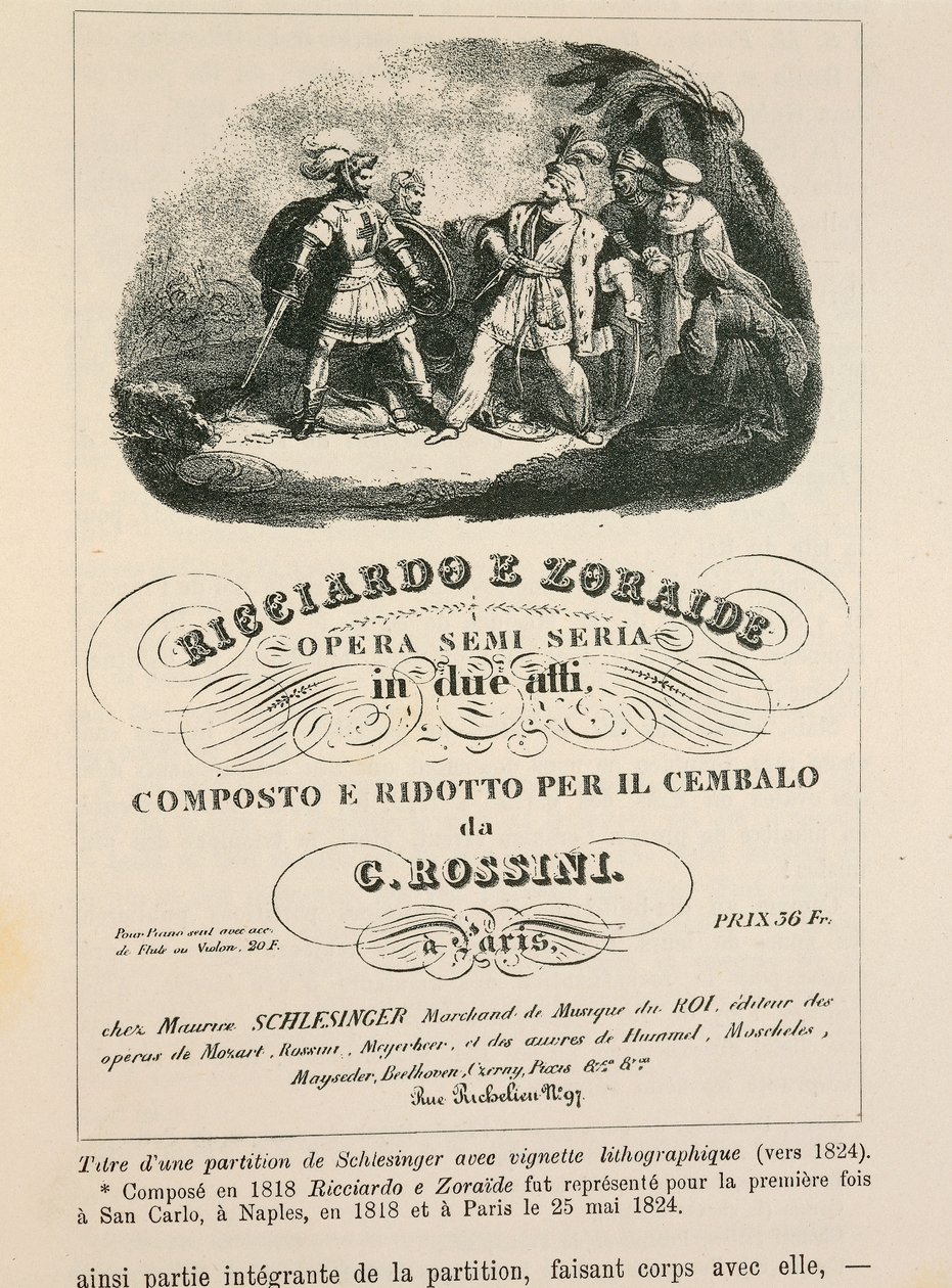 صورة أولية لتقليل هاربسيكورد لـ "Ricciardo and Zoraide" بواسطة Gioachino Rossini (litho) بواسطة المدرسة الايطالية