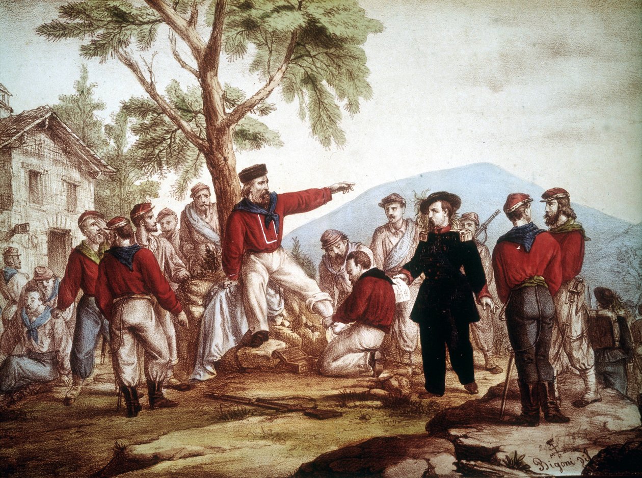 جاريبالدي (1807-1882) أصيب في أسبرومونتي. بواسطة المدرسة الايطالية