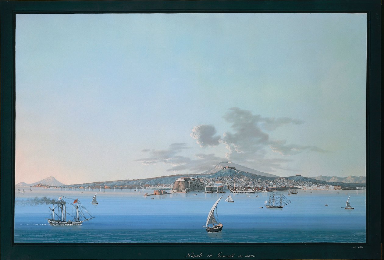 General view of Naples from sea بواسطة المدرسة الايطالية