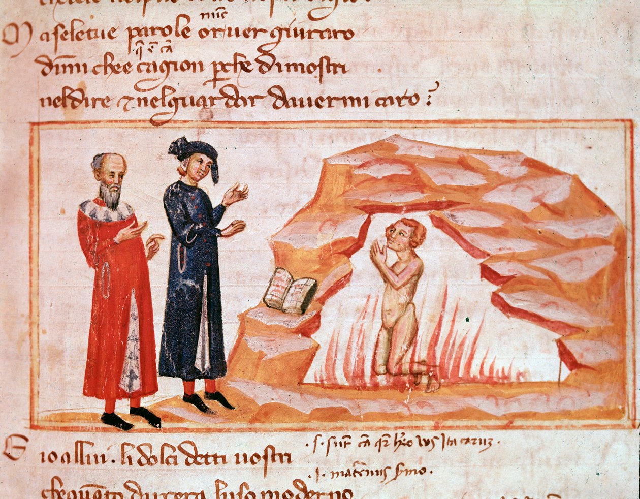 غيدو جينيزيلي وأرواح الشهواني (أغنية 23 من المطهر ، في الكوميديا الإلهية) - Minature بواسطة المدرسة الايطالية