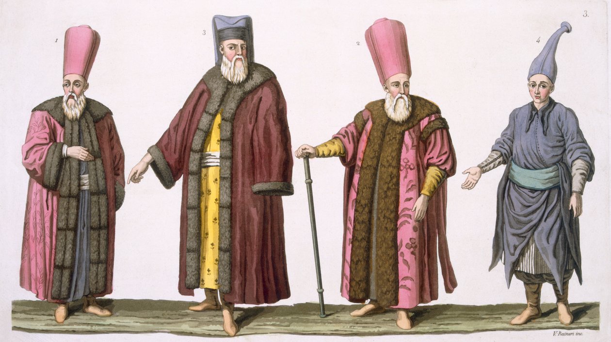 رئيس حاجز الحريم ، كابتن حريم أوشرز ، حريم أوشر وبيج بوي ، اللوحة 3 من الجزء الثالث ، المجلد الأول من تاريخ الأمم ، منقوش بواسطة V. Raineri (aquatint) بواسطة المدرسة الايطالية