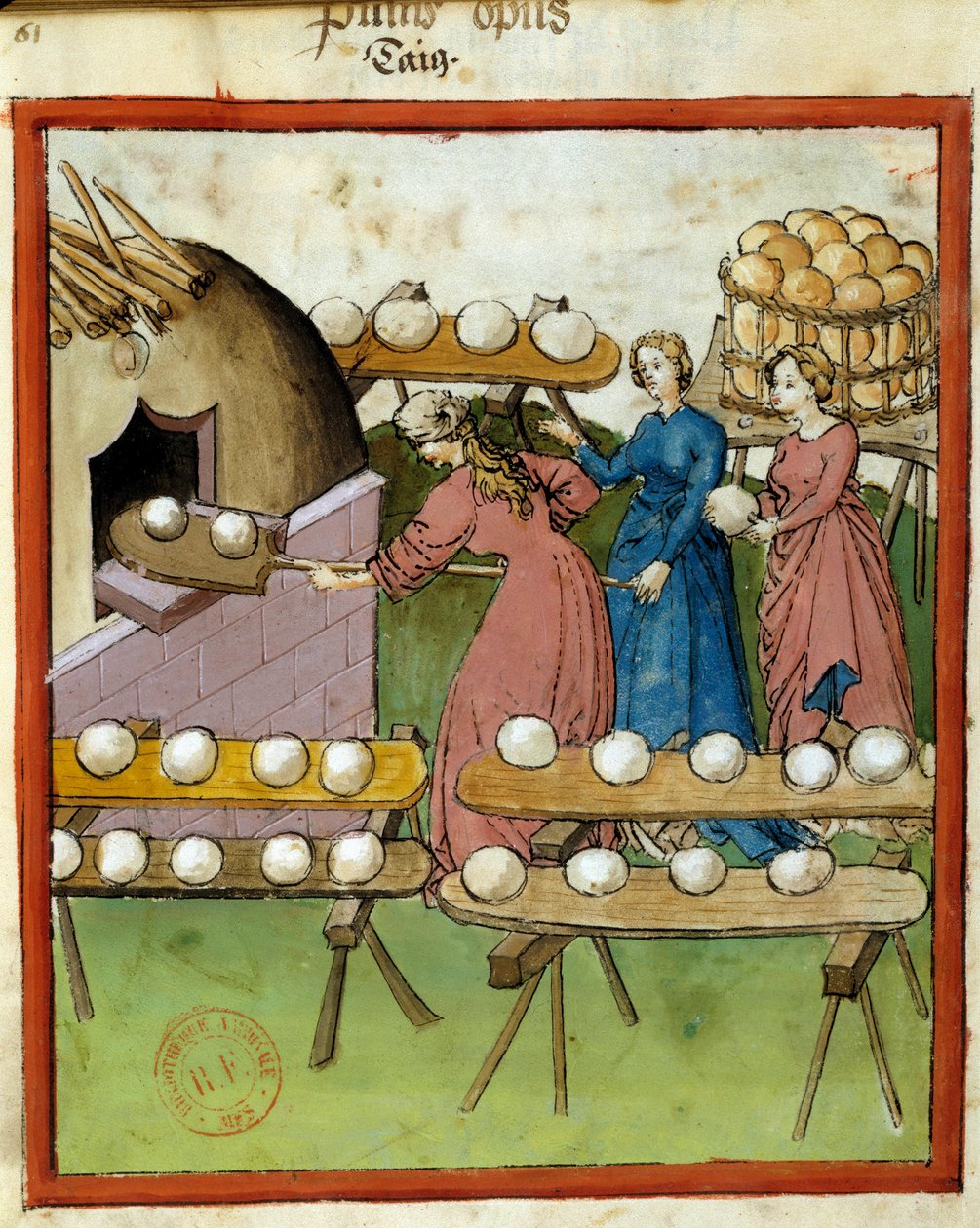 دليل صحي: خبز الخبز. صورة مصغرة لمخطوطة "Tacuinum Sanitatis" ، لومباردي ، الربع الثالث من القرن الرابع عشر. باريس ، ب ن بواسطة المدرسة الايطالية