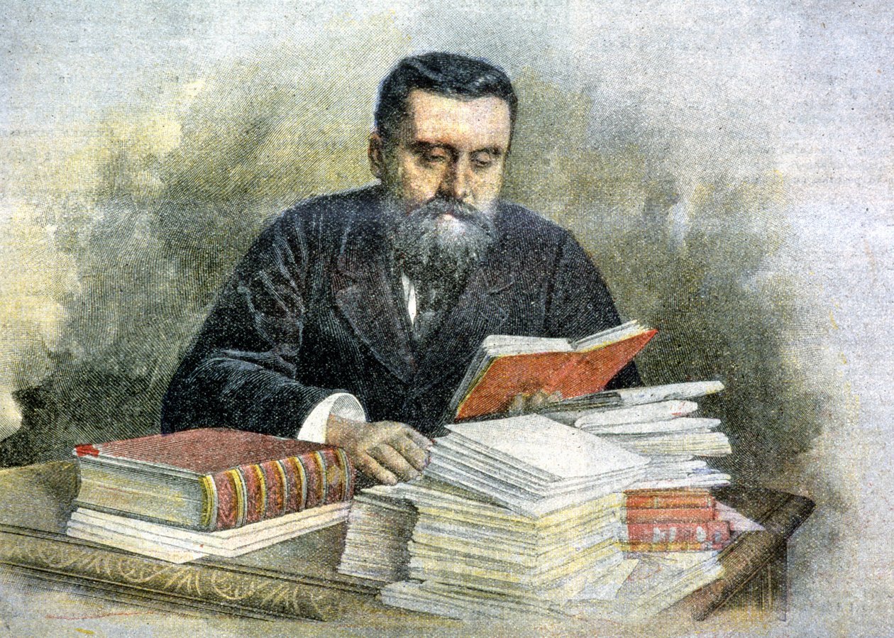 جان جوريس على مكتبه للقراءة (1859 - 1914) - في "لا تريبونا تريبونا تيريتوراتا" بواسطة المدرسة الايطالية