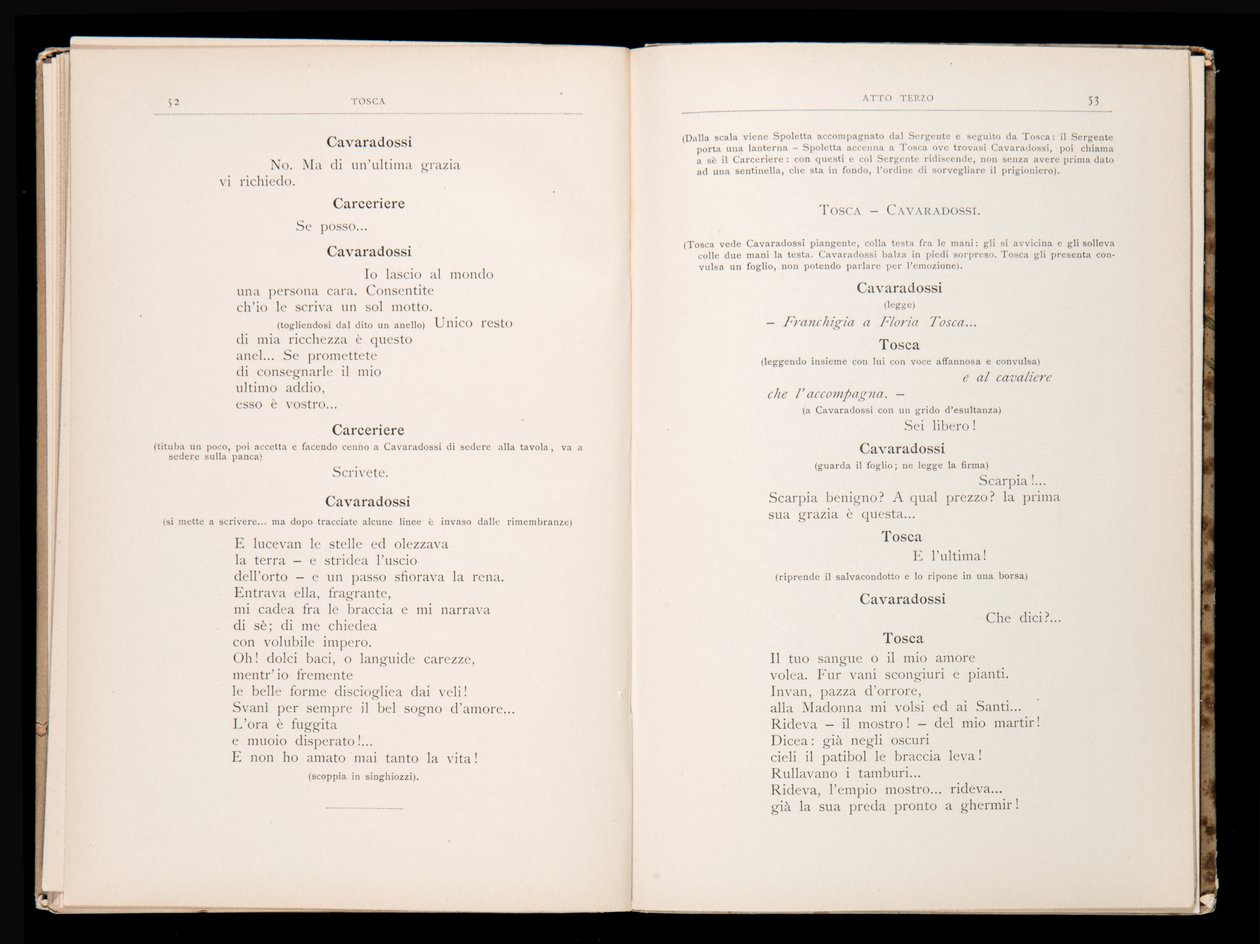 Libretto من Tosca بواسطة Giacomo Puccini ، Ricordi Edition ، إيطاليا بواسطة المدرسة الايطالية