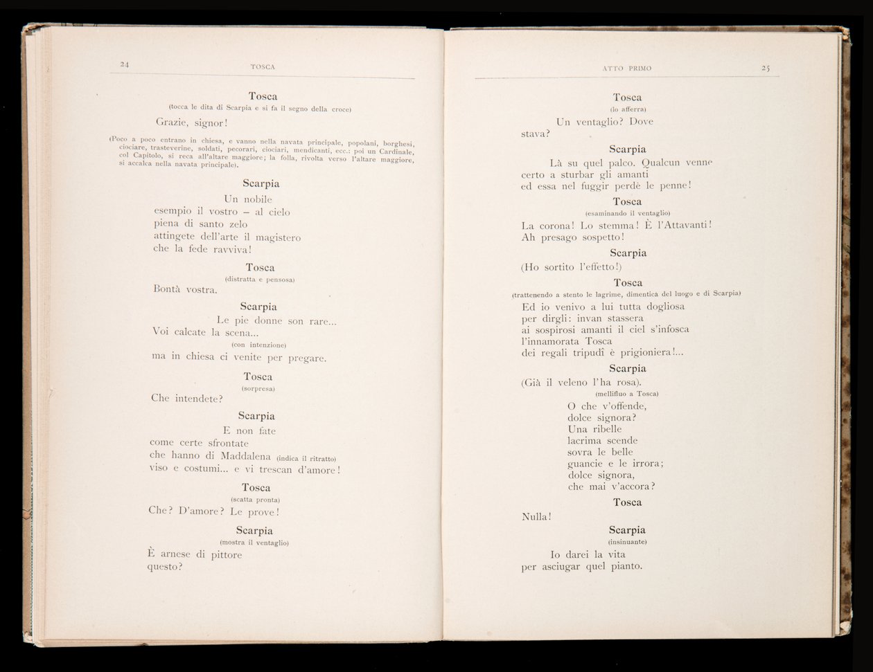 Libretto من Tosca بواسطة Giacomo Puccini ، Ricordi Edition ، إيطاليا بواسطة المدرسة الايطالية