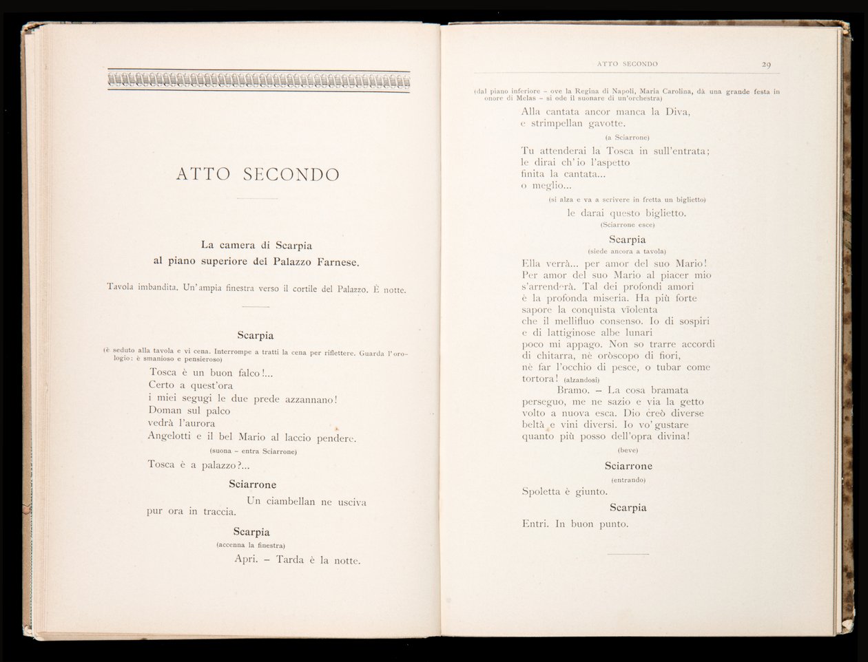 Libretto من Tosca بواسطة Giacomo Puccini ، Ricordi Edition ، إيطاليا بواسطة المدرسة الايطالية