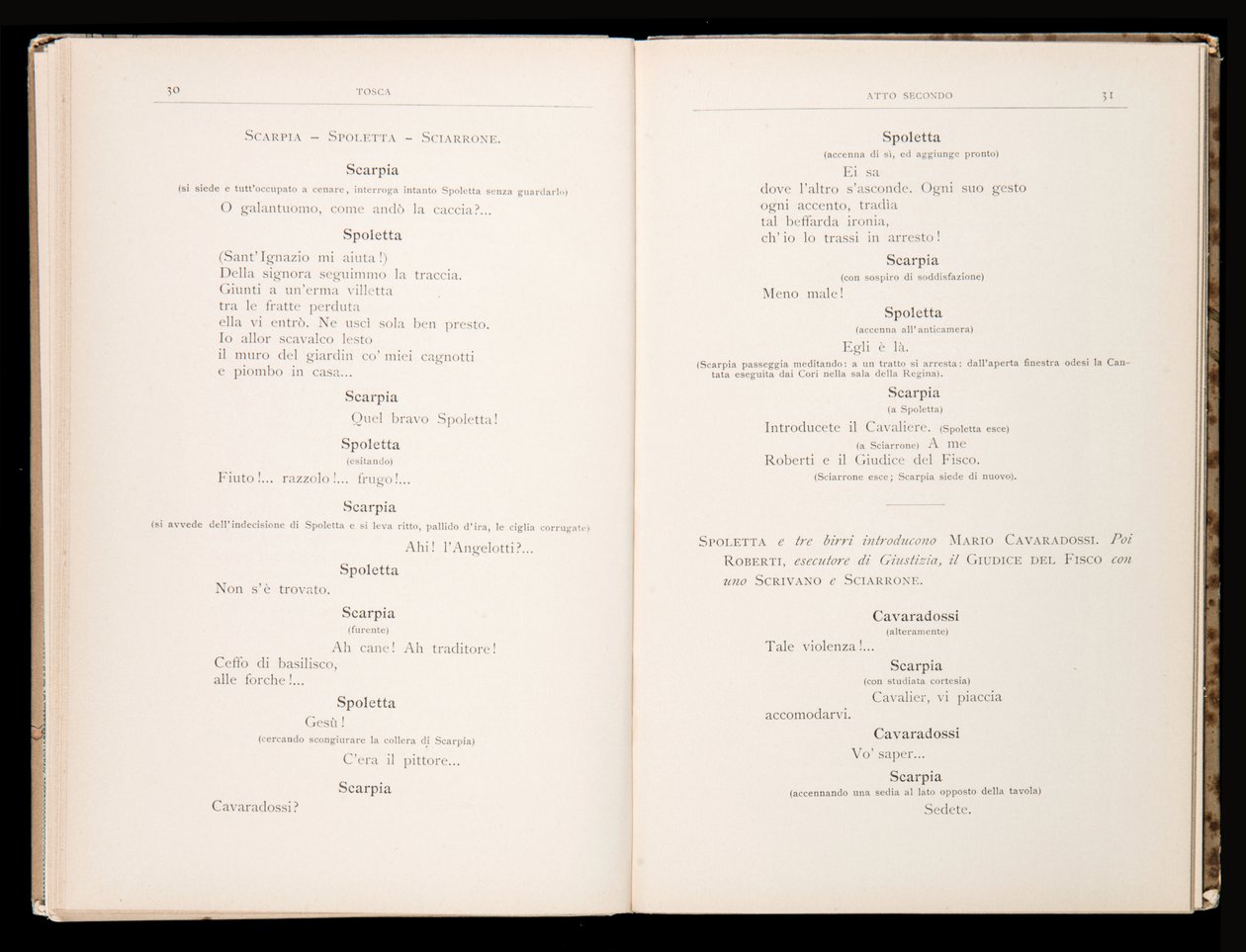 Libretto من Tosca بواسطة Giacomo Puccini ، Ricordi Edition ، إيطاليا بواسطة المدرسة الايطالية