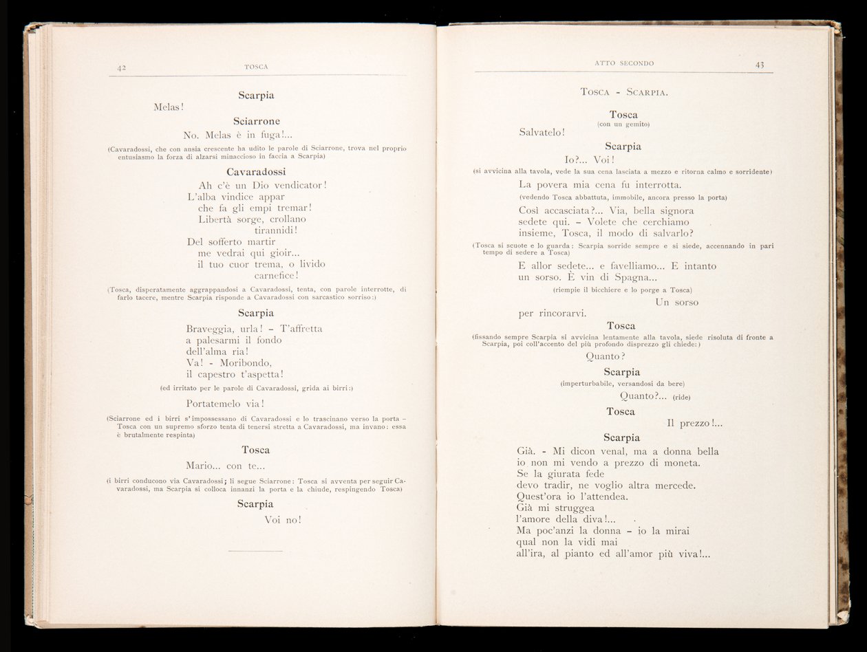 Libretto من Tosca بواسطة Giacomo Puccini ، Ricordi Edition ، إيطاليا بواسطة المدرسة الايطالية