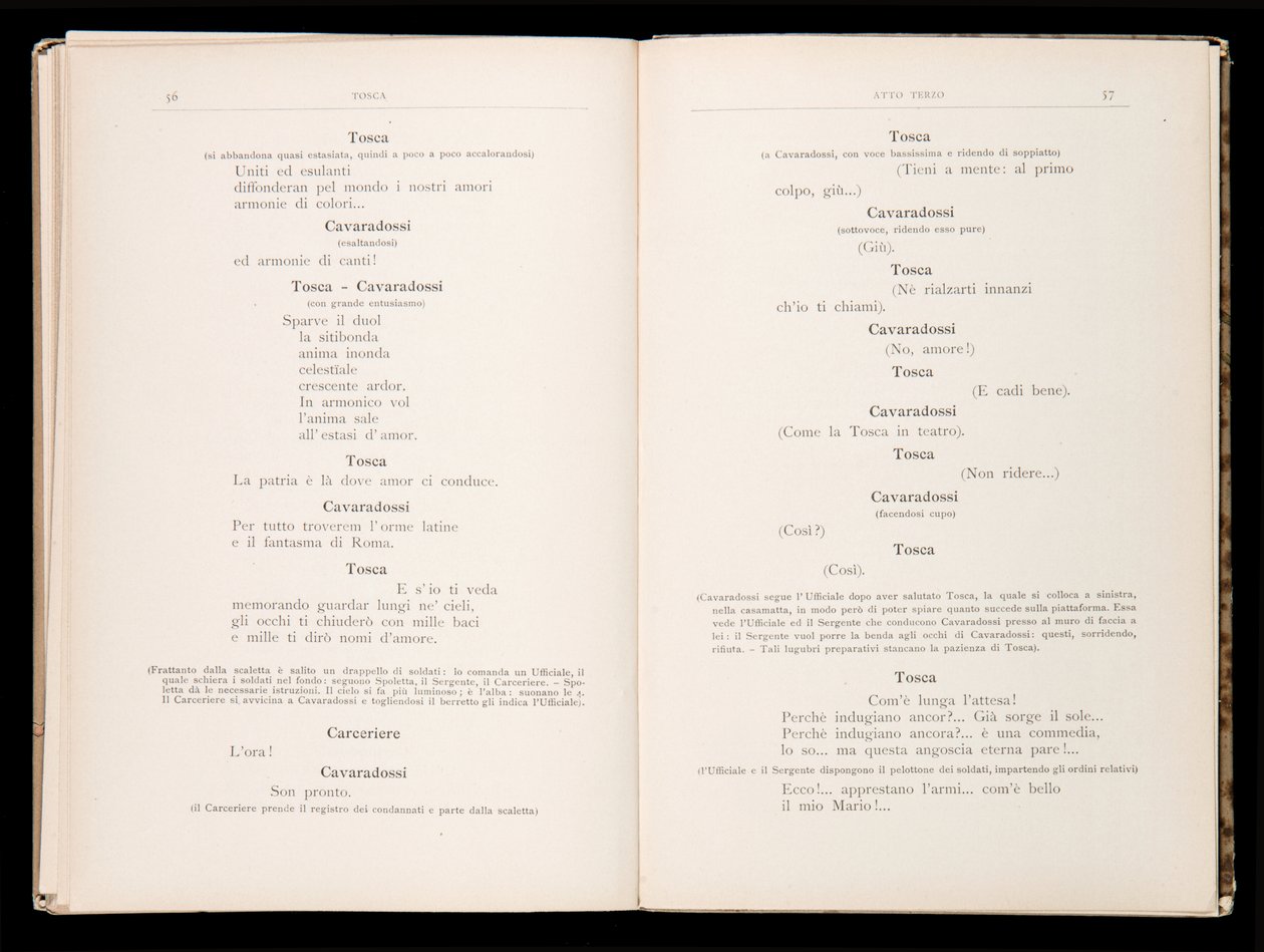 Libretto من Tosca بواسطة Giacomo Puccini ، Ricordi Edition ، إيطاليا بواسطة المدرسة الايطالية