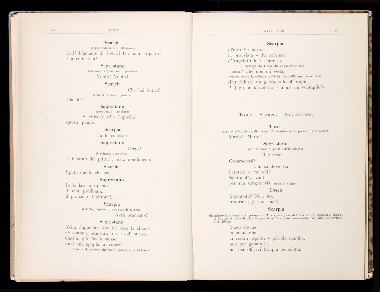 Libretto من Tosca بواسطة Giacomo Puccini ، Ricordi Edition ، إيطاليا بواسطة المدرسة الايطالية