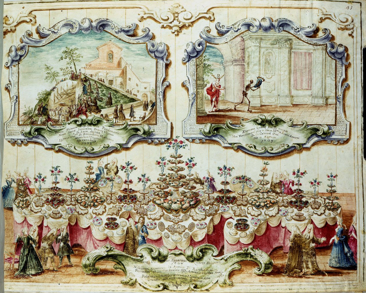 غداء يُقدَّم تكريماً لنبلاء بولونيا في عيد القديس بارثولوميو (أو بارثولوميو). 1723. أرشيف الدولة في بولونيا. بواسطة المدرسة الايطالية