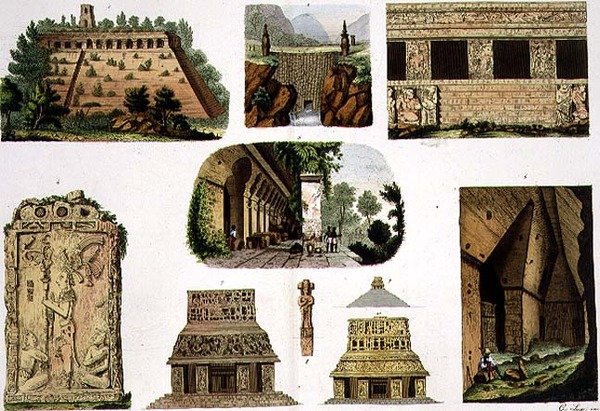 الآثار المكسيكية ، التفاصيل المعمارية ، اللوحة 48 أ من "تاريخ الأمم" (أكواتينت) بواسطة المدرسة الايطالية