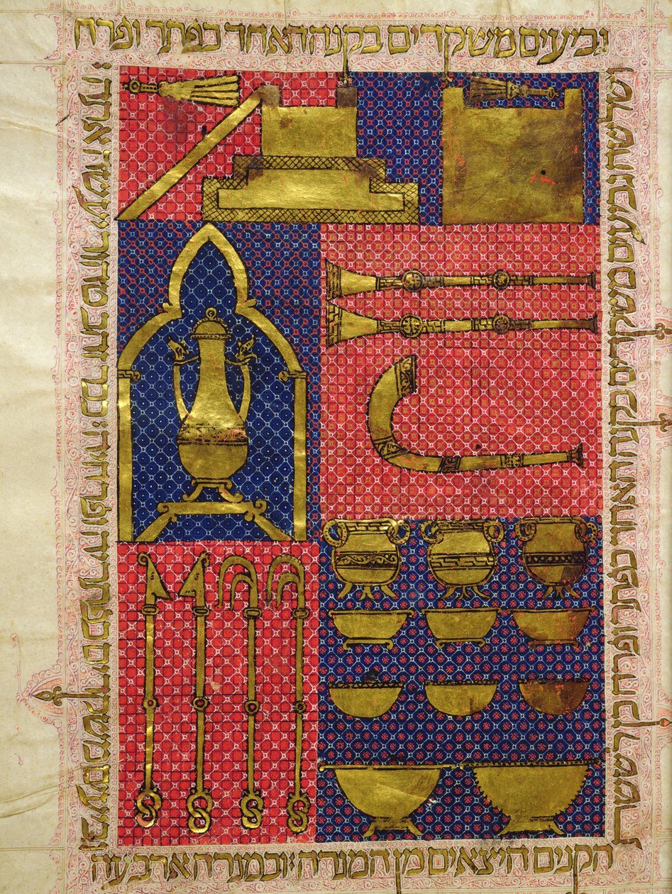السيدة OR.26 ، صفحة 25 ، أدوات الهيكل ، من الكتاب المقدس العبري (ورق) بواسطة المدرسة الايطالية