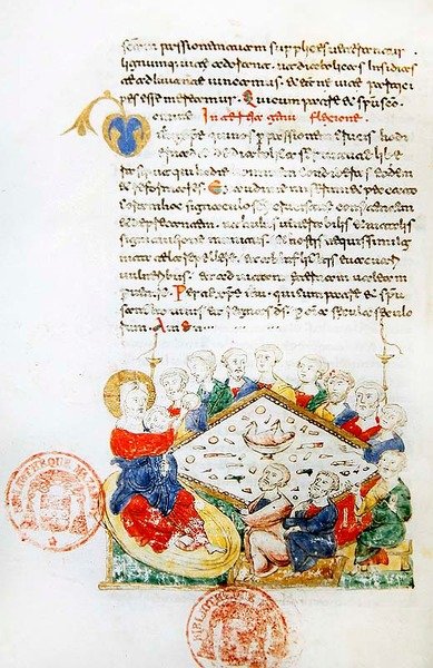 السيدة 364 العشاء الأخير ، من كتاب الادعيه من مونتي كاسينو (ورق) بواسطة المدرسة الايطالية
