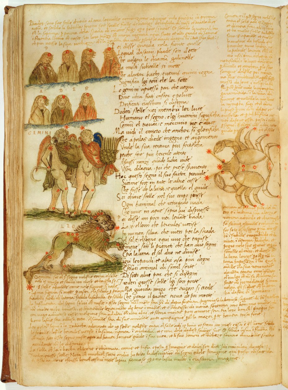 Ms Ital 483 P.4.7 f.156v الجوزاء ، الأسد والسرطان ، من 