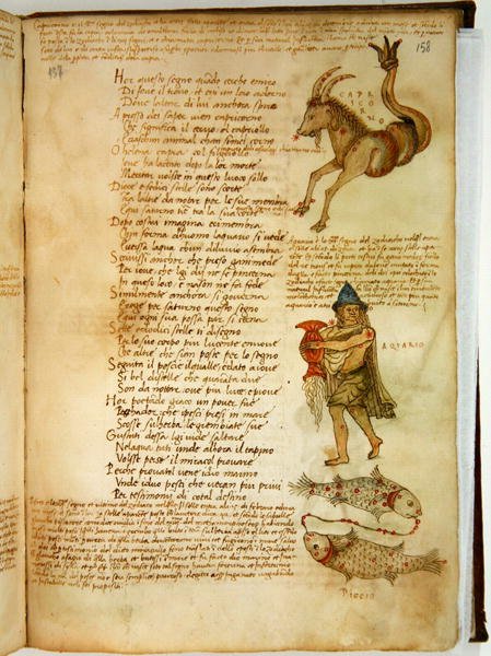 Ms Ital 483 P.4.7 f.158r Capricorn، Aquarius and Pisces ، من 