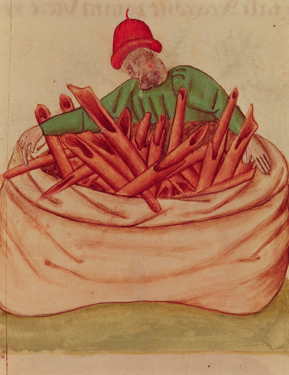 Ms Lat 993 L.9.28 Fol.36v Cinnamon Merchant ، من "Tractatus de Herbis" لديوسكوريدس (ورق) بواسطة المدرسة الايطالية