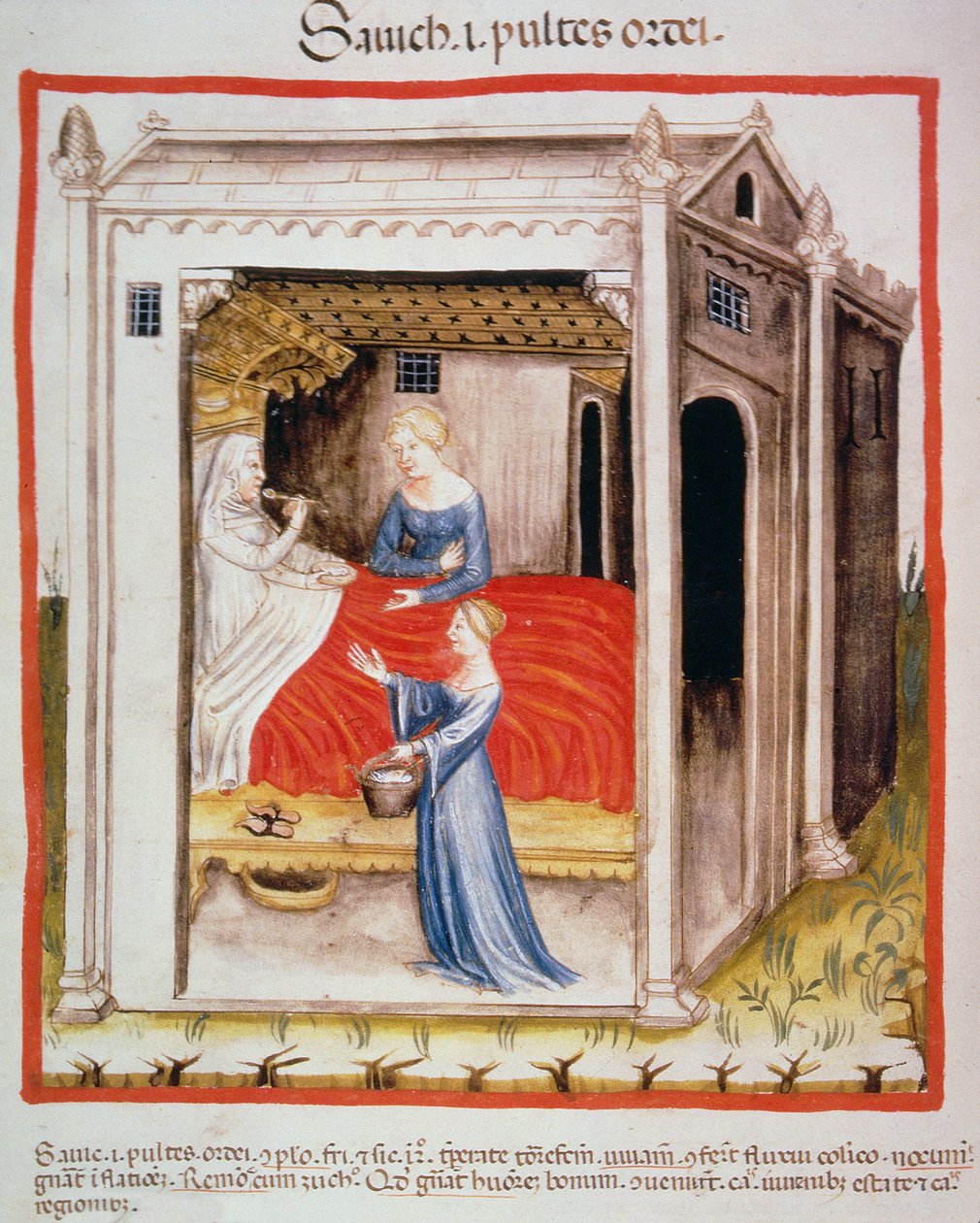 حساء الشعير الجديد 2644 fol.44v ، من Tacuinum الصحي بواسطة المدرسة الايطالية