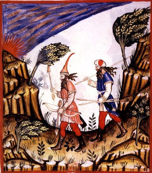 Nova 2644 fol.57v The West Wind ، من "Tacunum Sanitatis" (على ورق) بواسطة المدرسة الايطالية