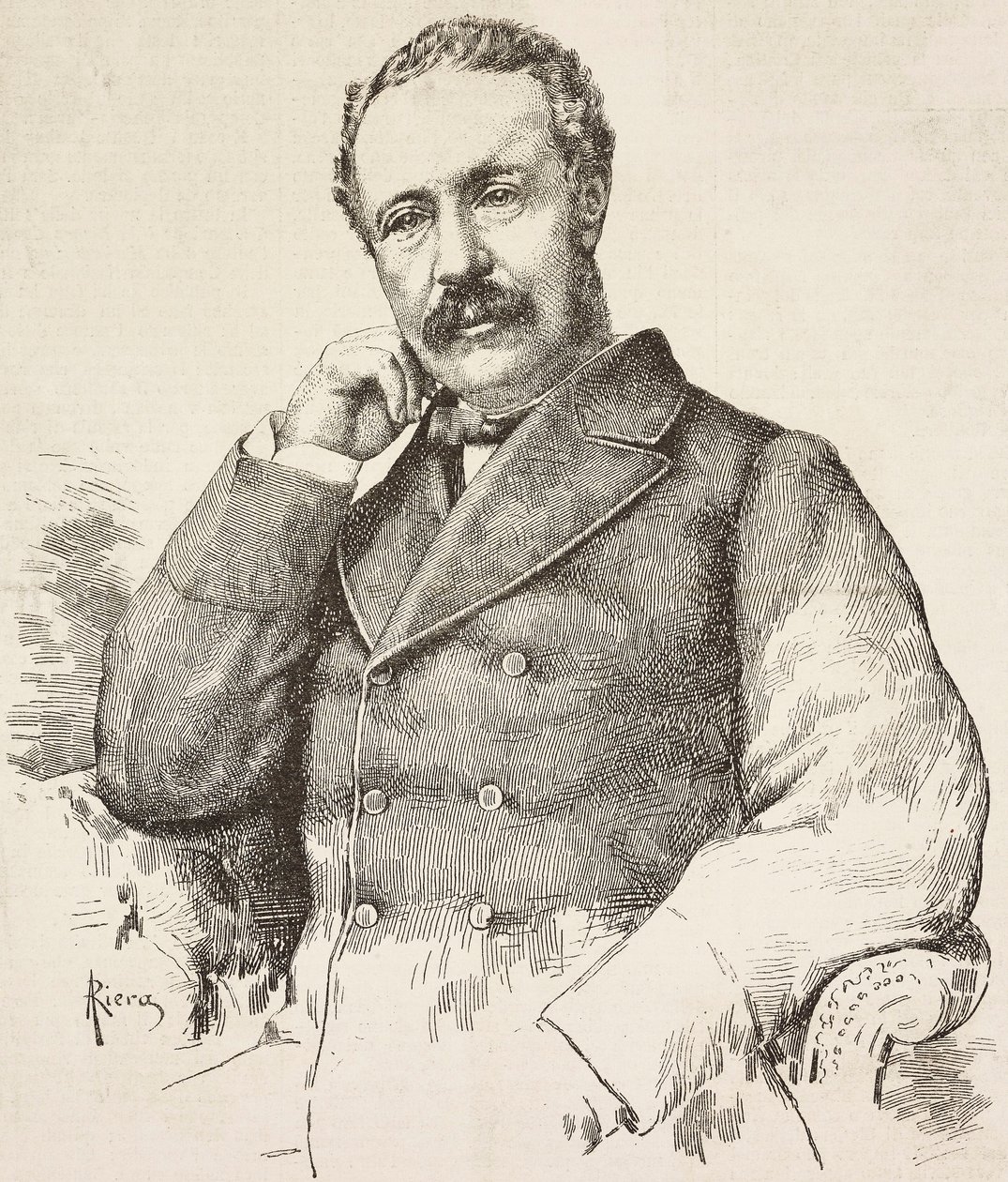 Portrait of Charles George Gordon, known as Gordon Pasha (1833-1885), British general, engraving from drawing by A Riera, from L