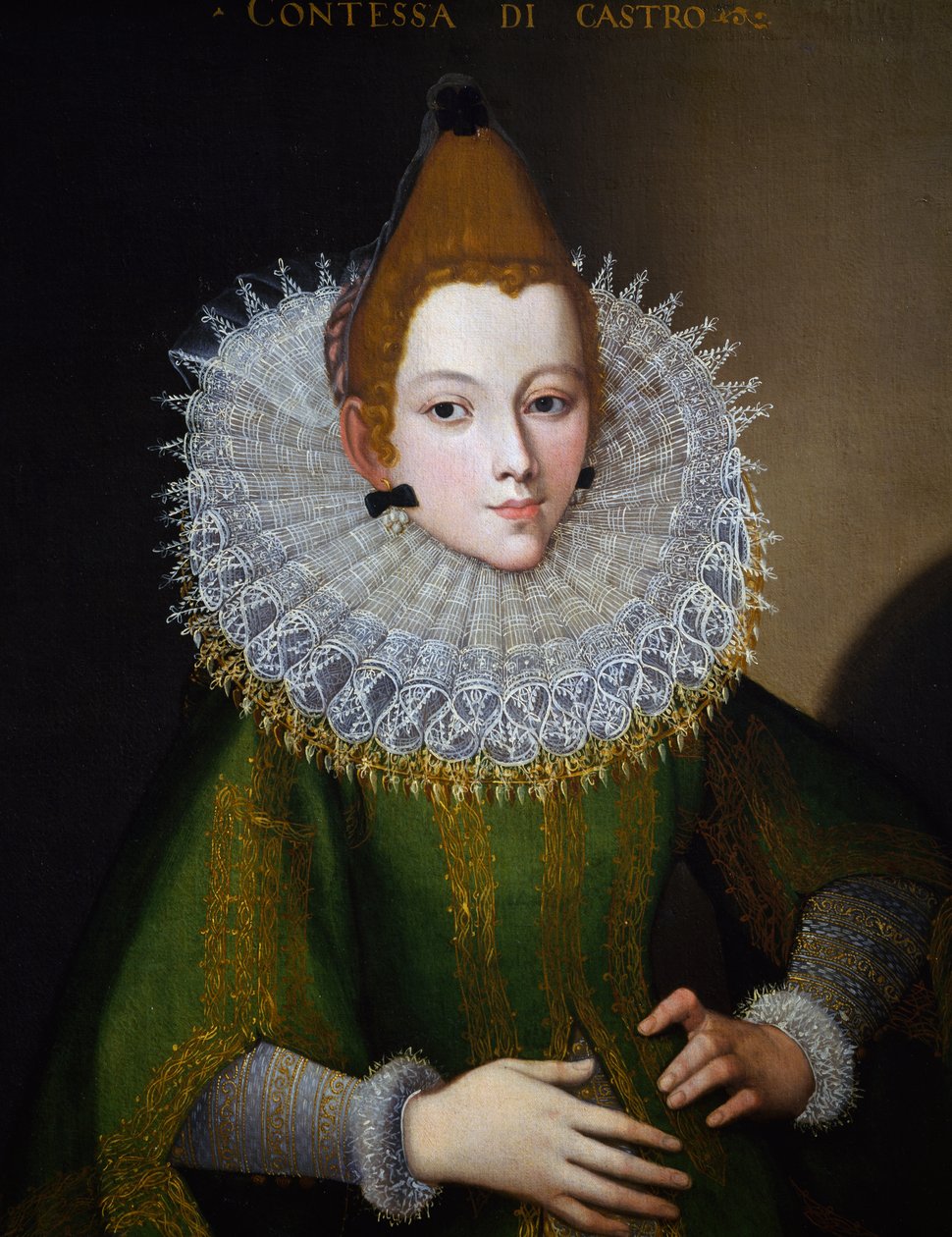 Portrait of Countess of Castro, by unknown Italian artist, oil on canvas, 91x72 cm, Italy بواسطة المدرسة الايطالية