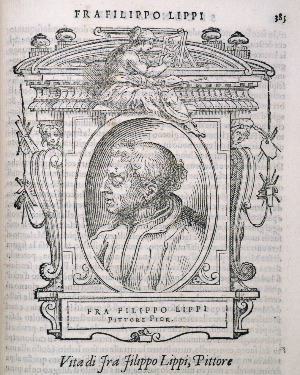 صورة لـ Fra Filippo Lippi (c.1406-69) من Vasaris Lives of the Artists ، نُشر لأول مرة عام 1550 بواسطة المدرسة الايطالية