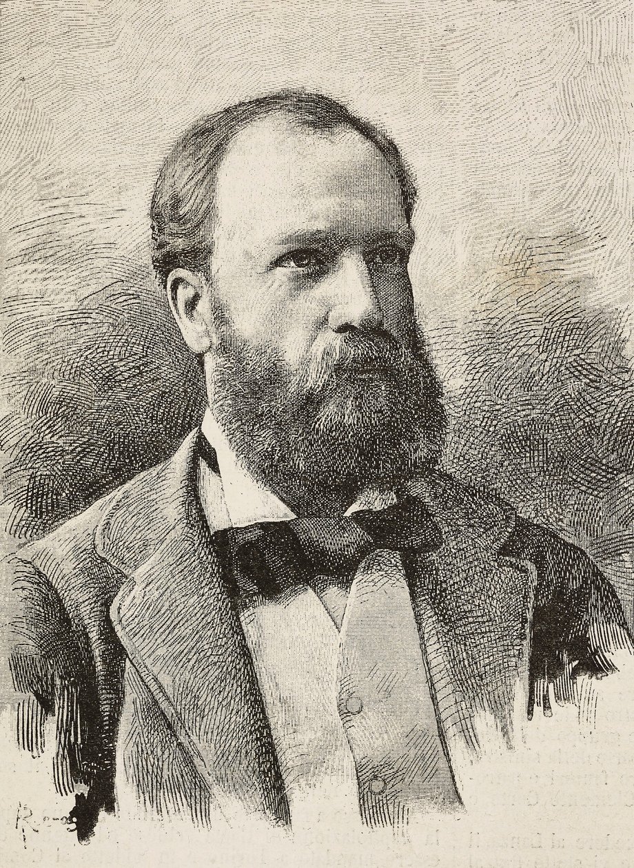 Portrait of Karl Hillebrand (1829-1884), German historian, engraving by Riera from photograph by Schemboche, from L