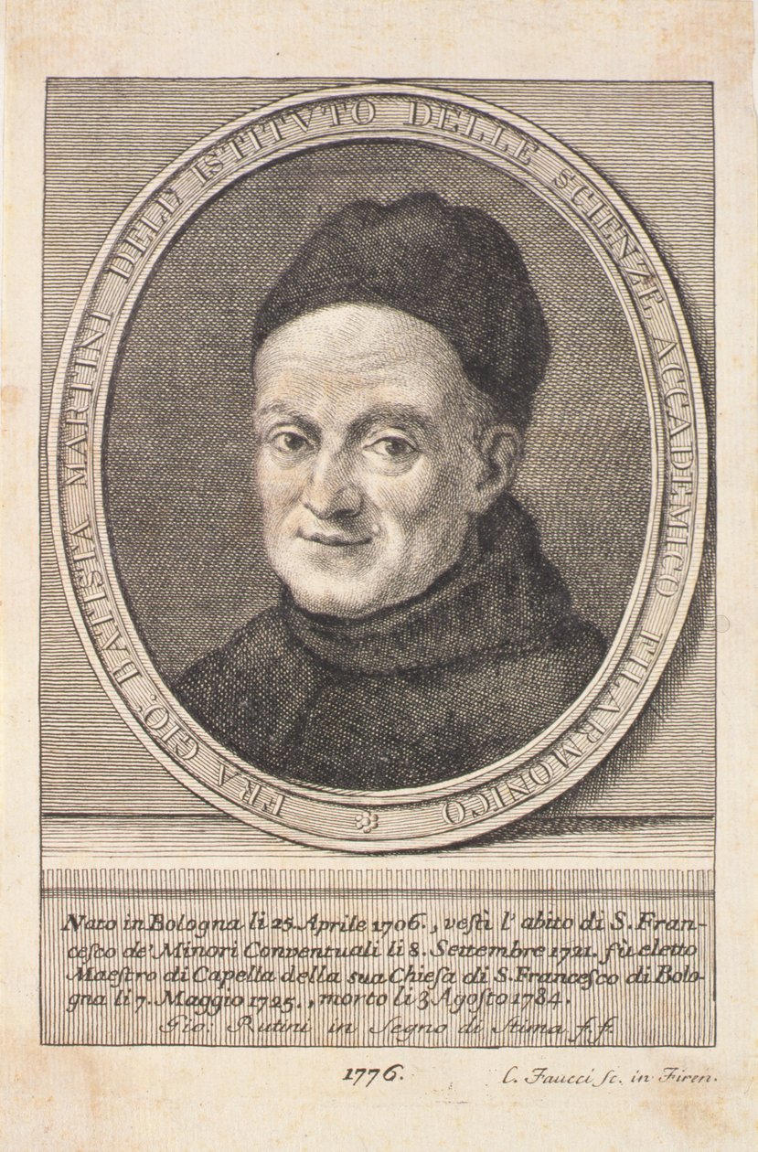 صورة الأب جيوفاني باتيستا مارتيني (1706-84) منقوش بواسطة Faucci ، 1776 بواسطة المدرسة الايطالية