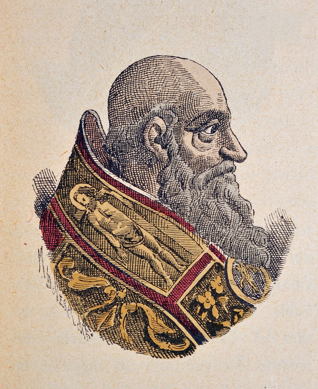 صورة البابا بولس الثالث (باولو ، بولس أو اليساندرو فارنيز) (1534-1549) ، 1898 (النقش مع تلوين لاحق) بواسطة المدرسة الايطالية