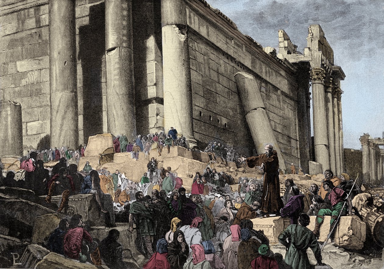 تمثيل أرنود دي بريشيا (أرنالدو دا بريشيا) (1090-1155) ، مصلح سياسي وديني إيطالي ، أثناء التنبؤ. في عام 1145 ، بشر في روما بالثورة ضد البابا يوجين الثالث ، الذي كان من المقرر مطاردته وسعى لاستعادة روما ريبو. بواسطة المدرسة الايطالية