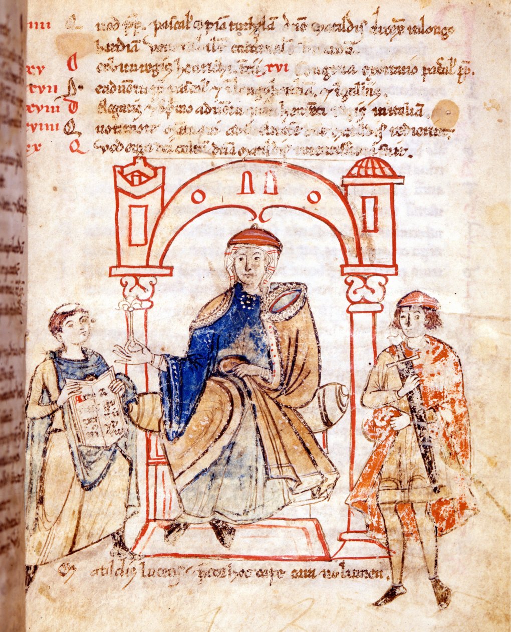 تمثيل الكونتيسة ماتيلد من كانوسا (أو الكونتيسة ماتيلد من توسكانا) (1046-1115). "Vitas mathildis" بواسطة Donizone. مخطوطة من القرن الثالث عشر ، لوكا ، الكتاب المقدس. جوفيرناتيفا. بواسطة المدرسة الايطالية