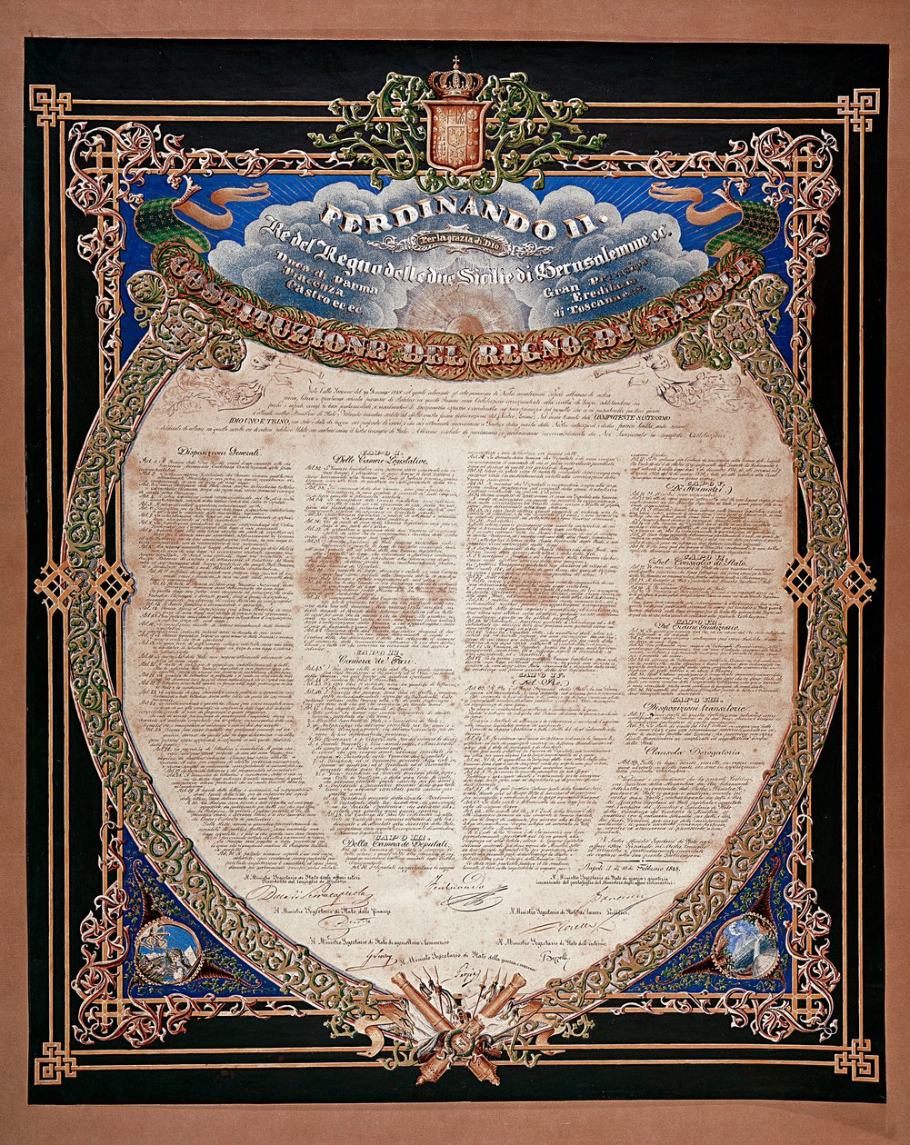 Risorgimento: دستور أعلنه الملك فرديناند الثاني من الصقليتين (1810-1859) في عام 1847. نابولي ، متحف ناسيونالي دي سان مارتينو إيطاليا بواسطة المدرسة الايطالية