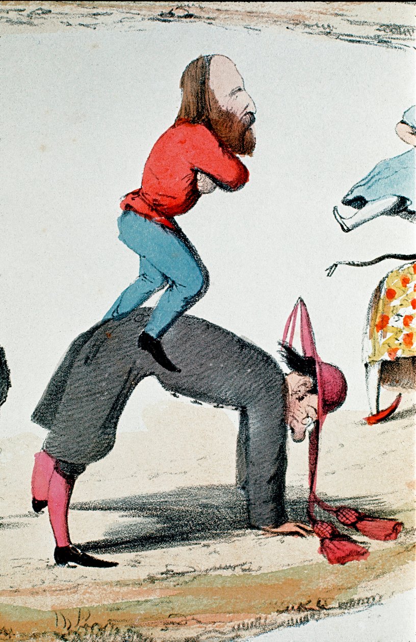 Risorgimento: رسم ساخر يصور أبطال Risorgimento Giuseppe Garibalidi (1807-1882) الذي ينظم المسألة الرومانية ، الجدل السياسي بشأن دور روما ، مقر السلطة الزمنية للبابا وعاصمة المملكة الجديدة بواسطة المدرسة الايطالية