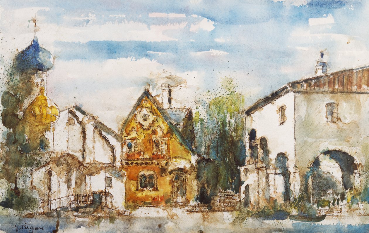 Scenography by Rigon for opera Coppelia, by Leo Delibes (1836-1891), for La Scala Theatre, Milan Watercolor بواسطة المدرسة الايطالية