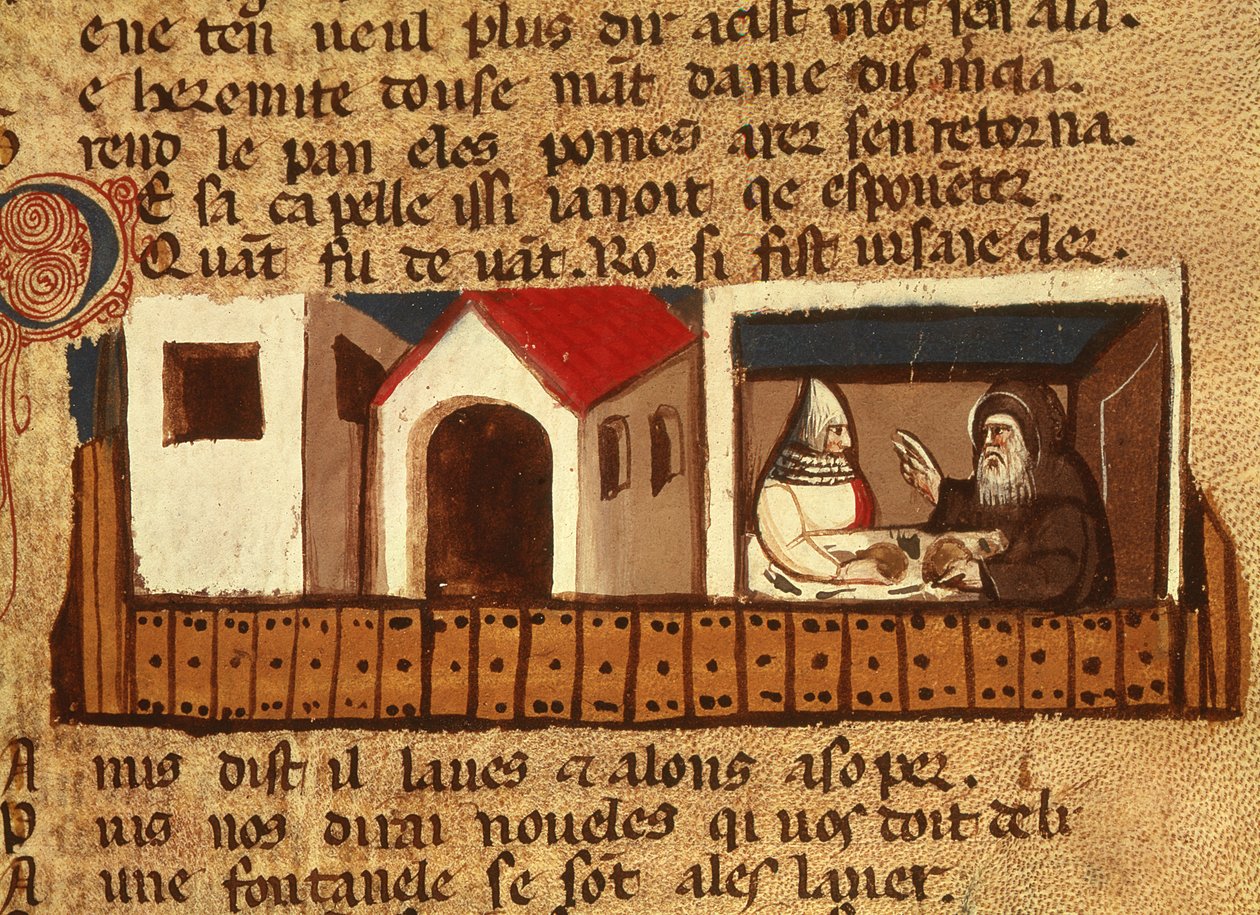 طلب اللجوء في دير ، من Codex Entree dEspagne بواسطة المدرسة الايطالية