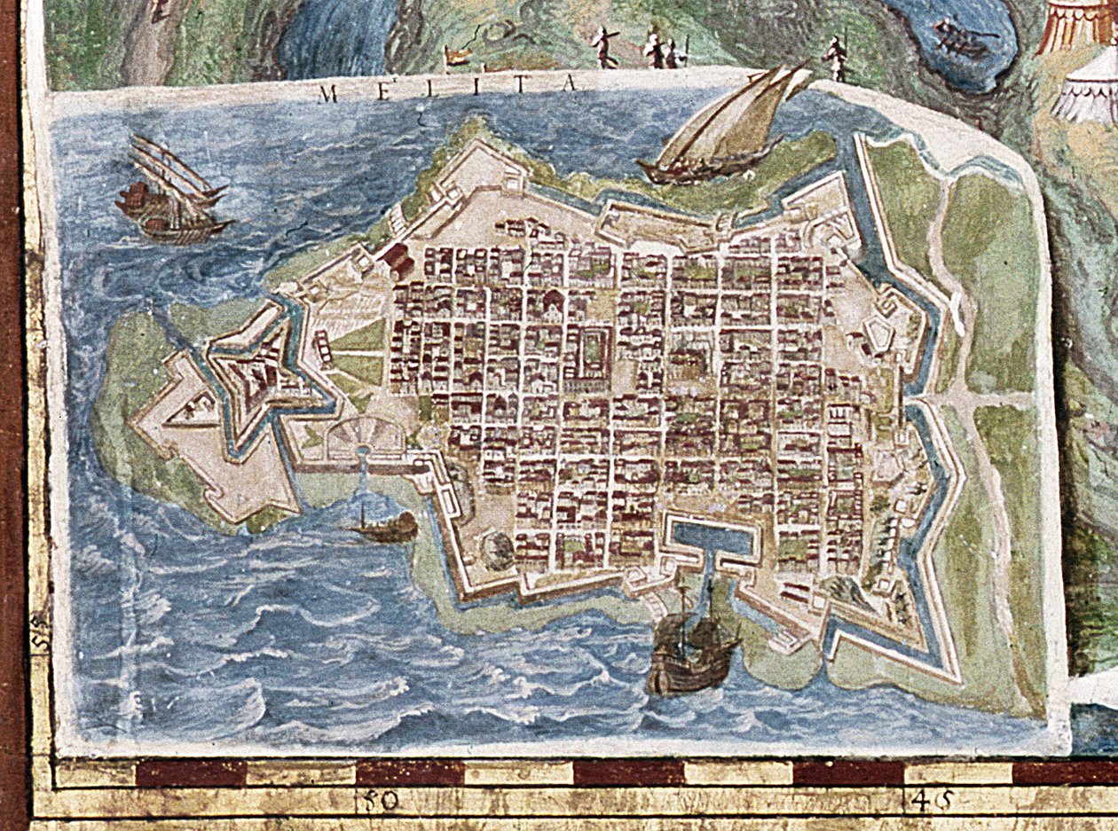 حصار مالطا ، تفاصيل من "معرض الخرائط الجغرافية" ، 1580-83 بواسطة المدرسة الايطالية