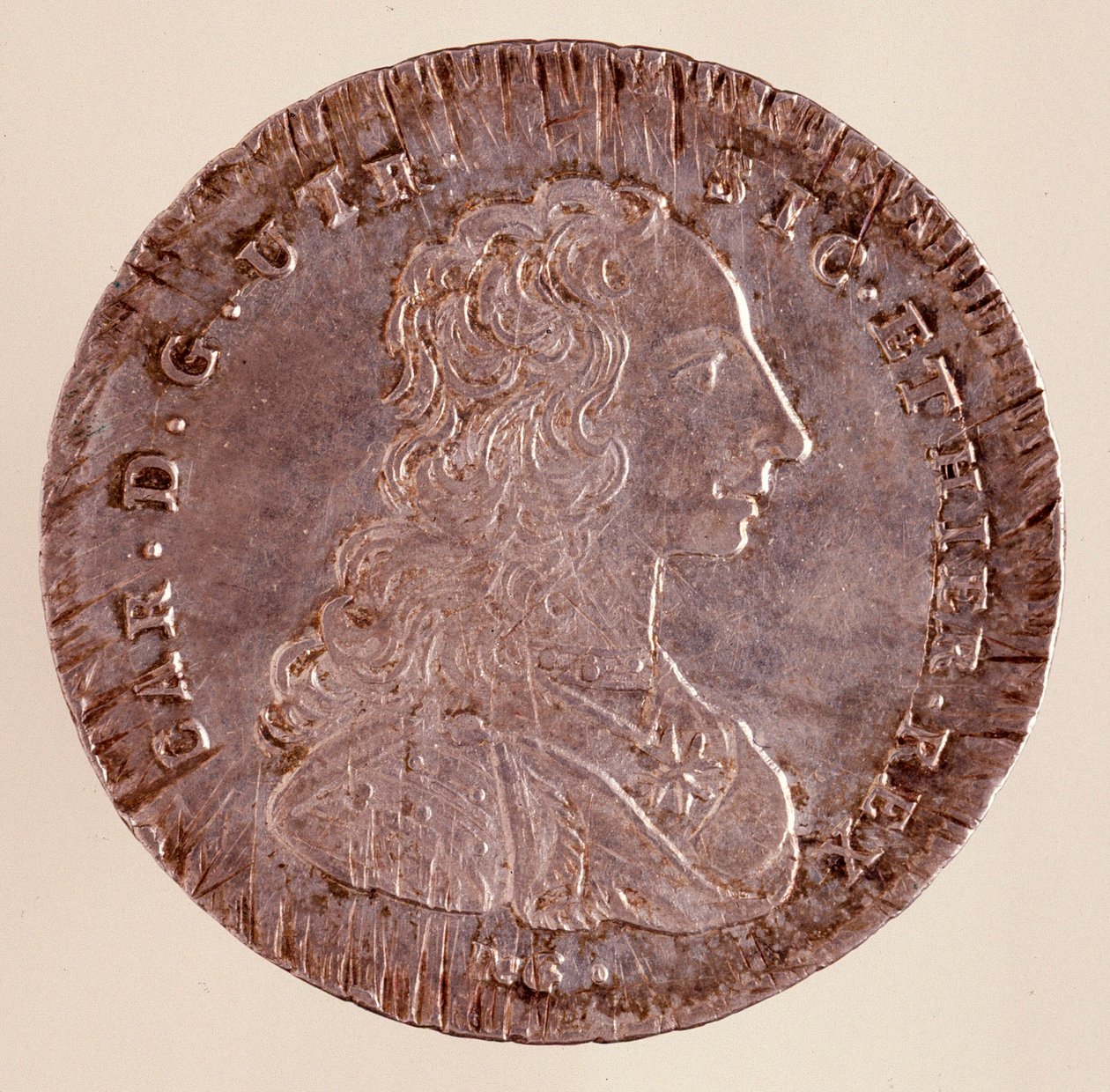 بياسترا الفضي من نابولي: عهد كارلو الثالث ملك إسبانيا (تشارلز الثالث) (1716-1788) وصورة شخصية. 1750. ديم. 4 سم نابولي ، المتحف الأثري بواسطة المدرسة الايطالية