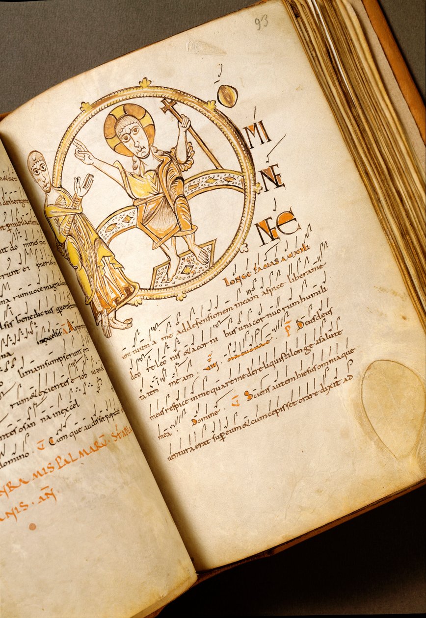 Singing page with neumes Manuscript from the Bolognese school. (MS.123-Folio 93r) 11th century Rome, Biblioteca Angelica بواسطة المدرسة الايطالية