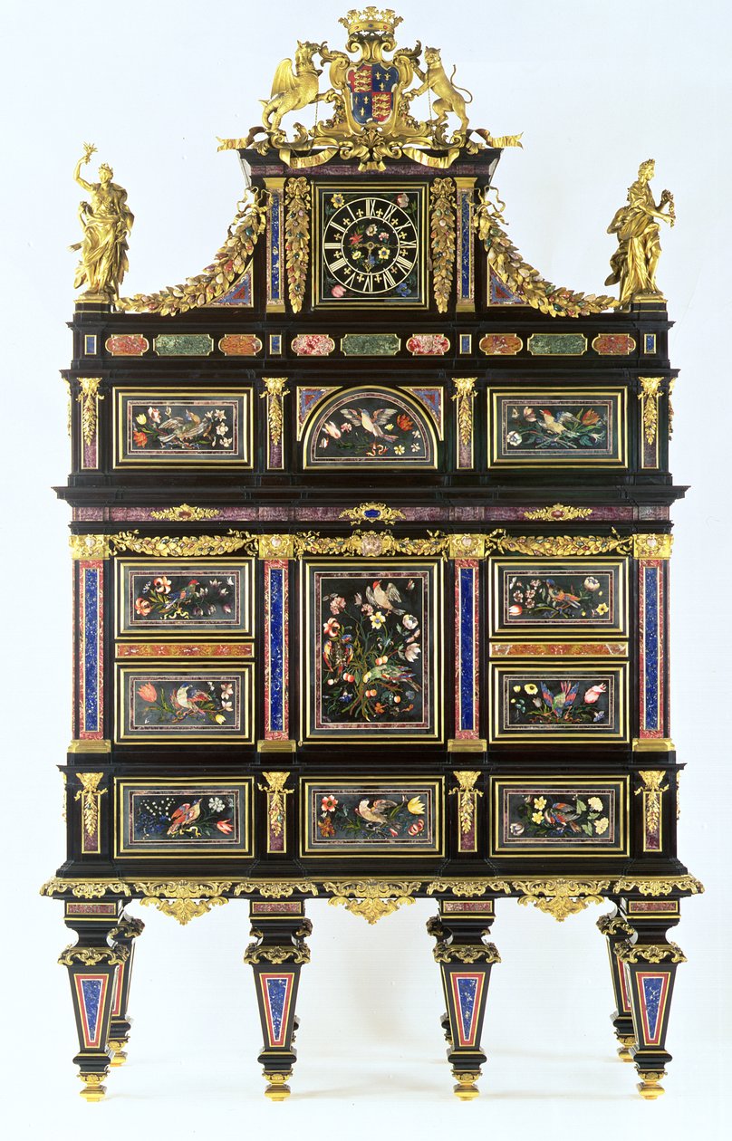 The Badminton Cabinet ، c.1720-32 (pietra dura ، ebony & ormolu) بواسطة المدرسة الايطالية